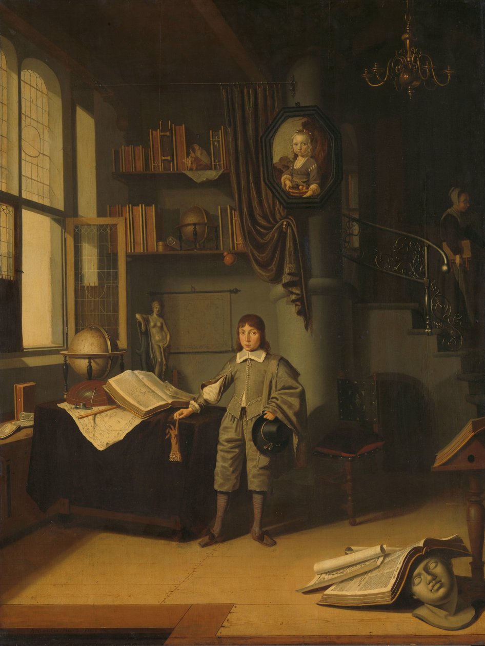 Jonge man in een studeerkamer door Adriaen van Gaesbeeck