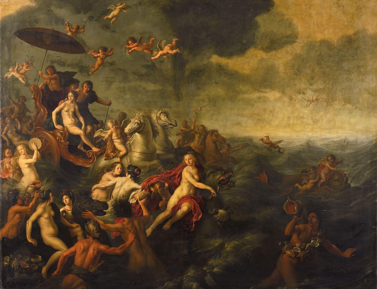 Galatea en Acis (Ovidius, Metamorfosen, boek XIII) door Adriaen van Nieulandt (I)