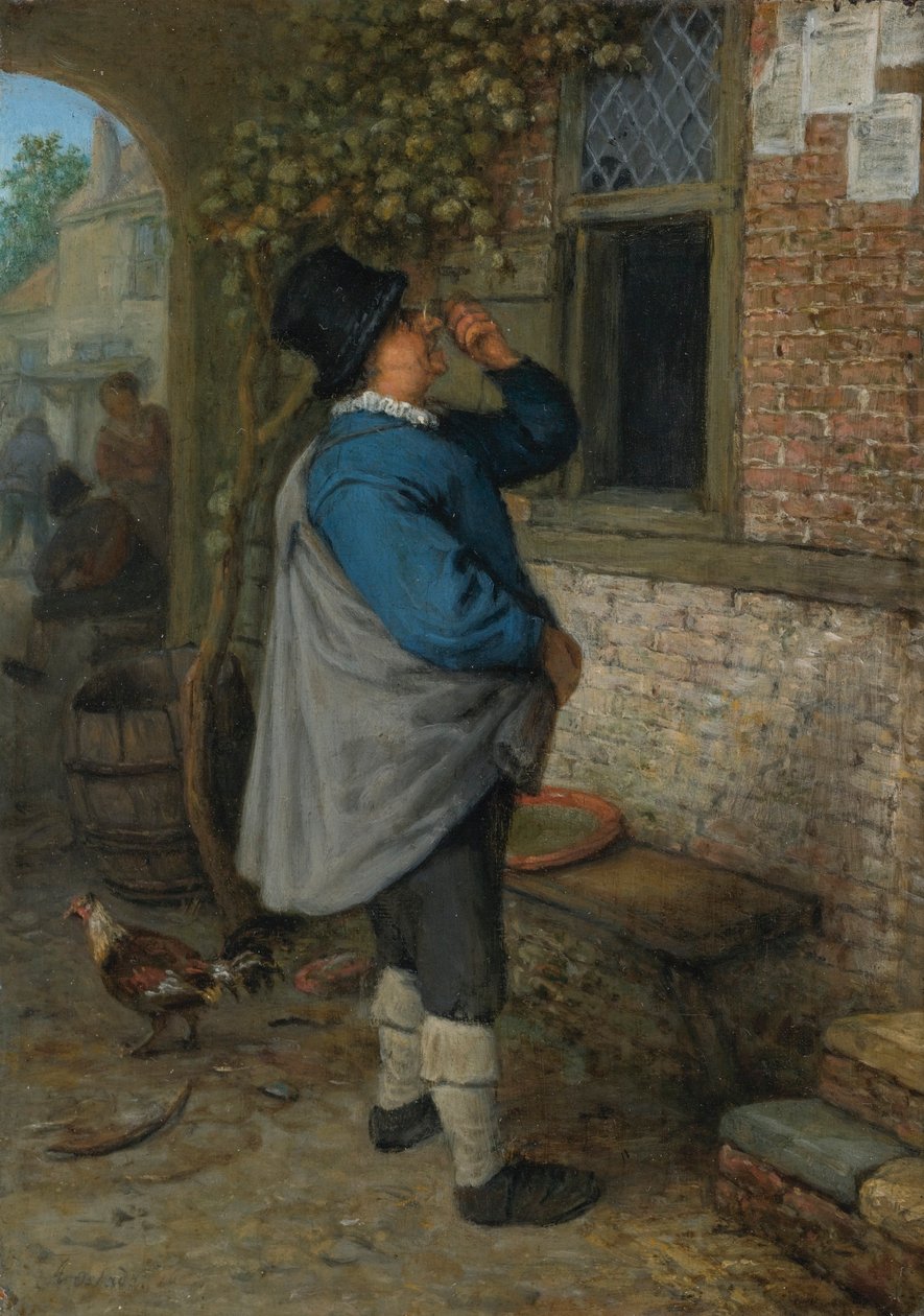 Een man die het nieuws leest (Sight) door Adriaen van Ostade