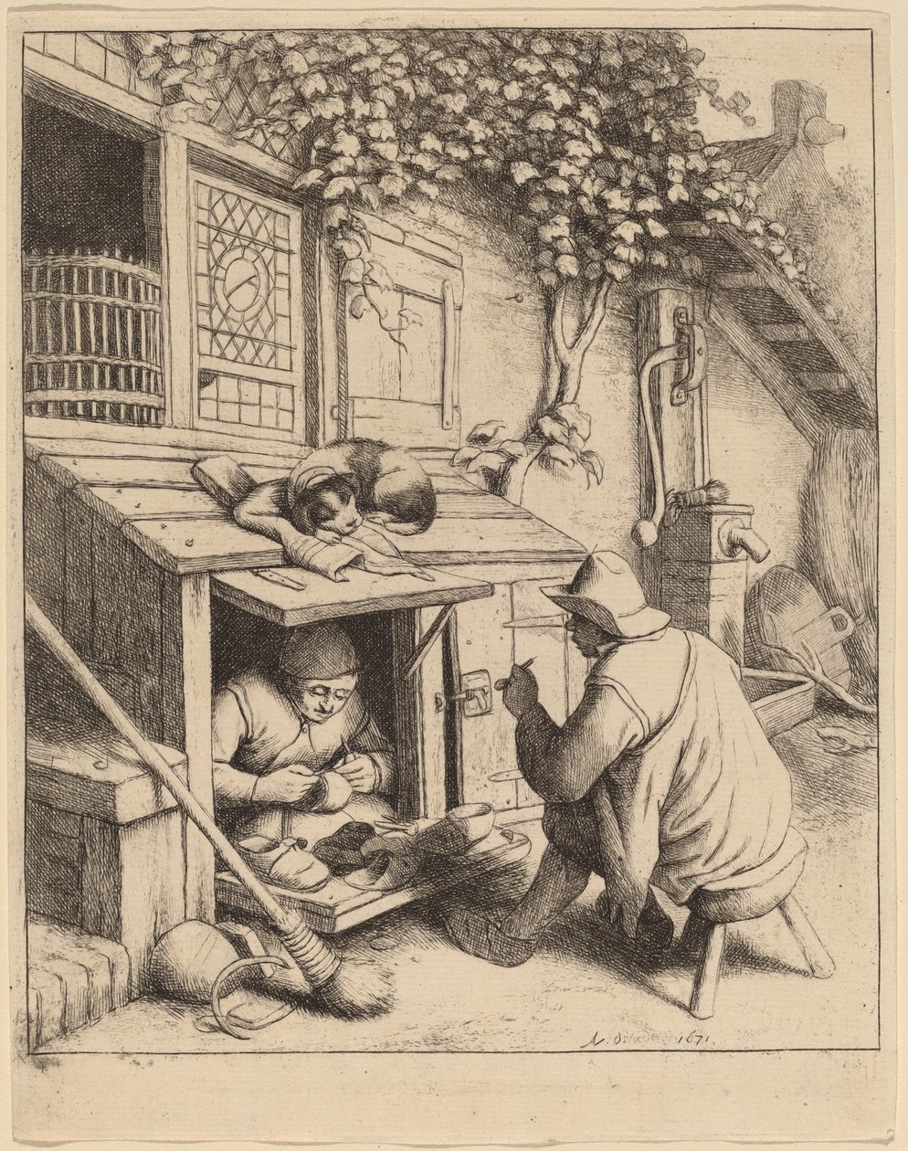 Schoenmaker door Adriaen van Ostade