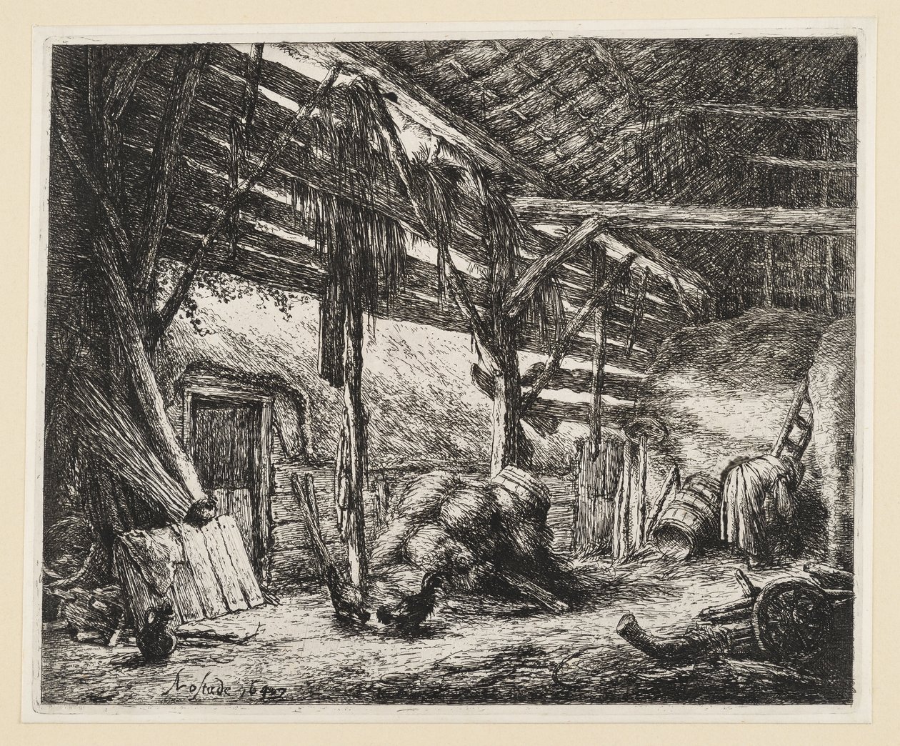 De schuur door Adriaen van Ostade