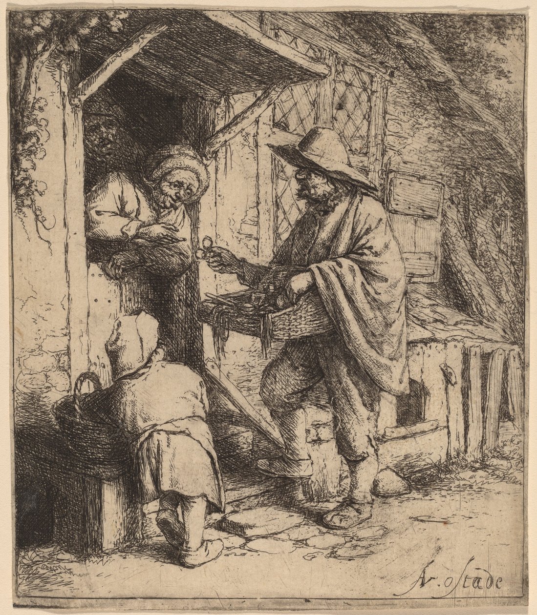 Brillenverkoper door Adriaen van Ostade