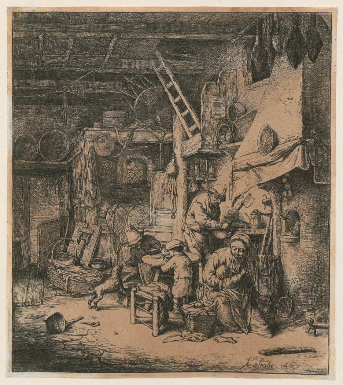 Familie door Adriaen van Ostade