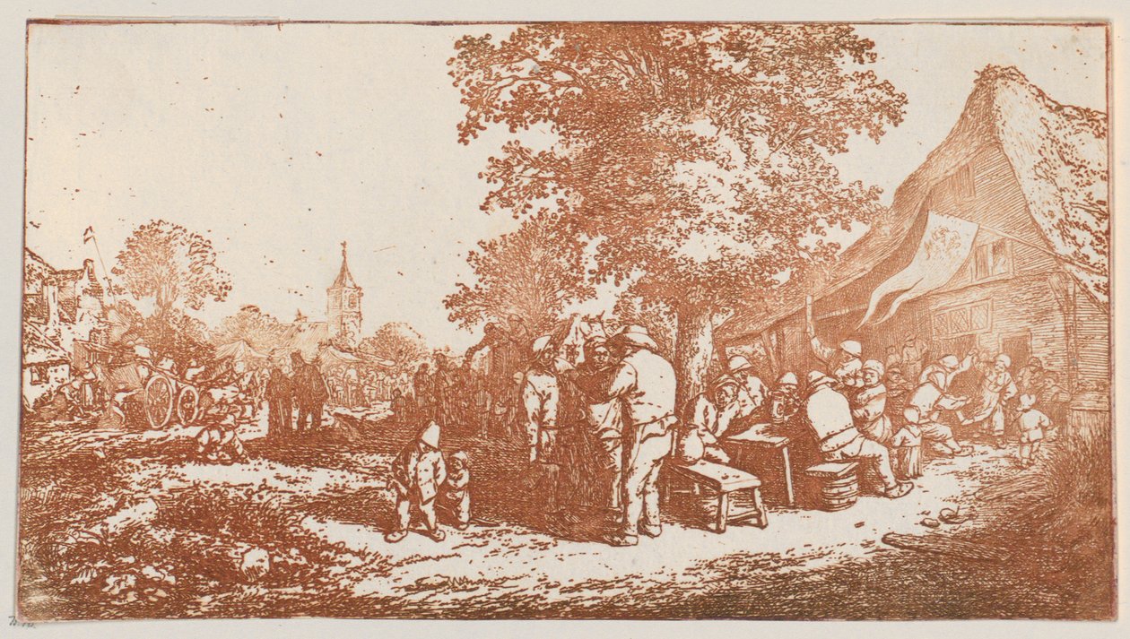 Fest unter dem großen Baum door Adriaen van Ostade