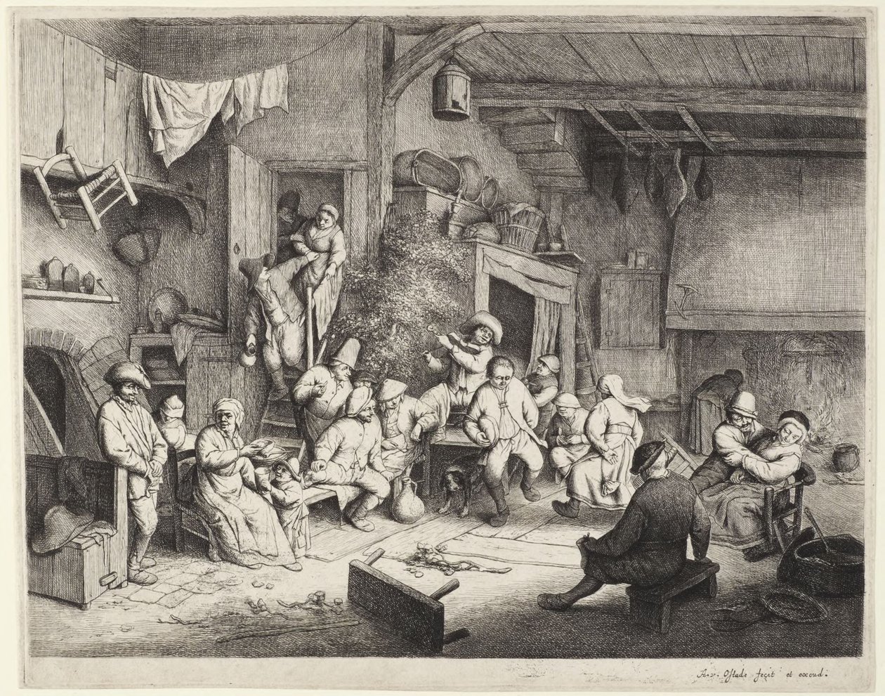 Het interieur van een Nederlands bierhuis door Adriaen van Ostade