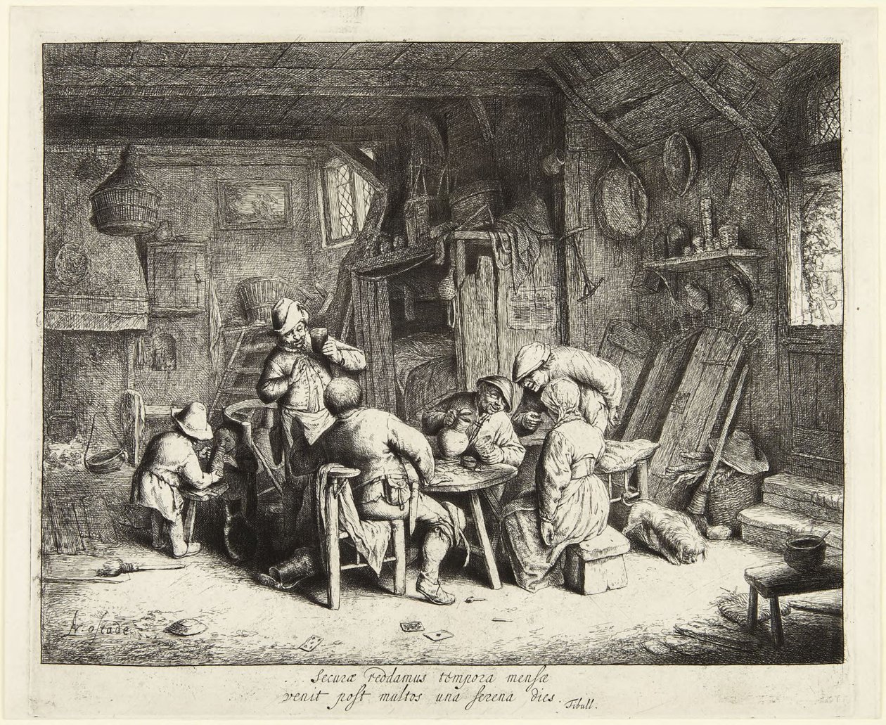 Le Gourmet in gezelschap (Het ontbijt) door Adriaen van Ostade