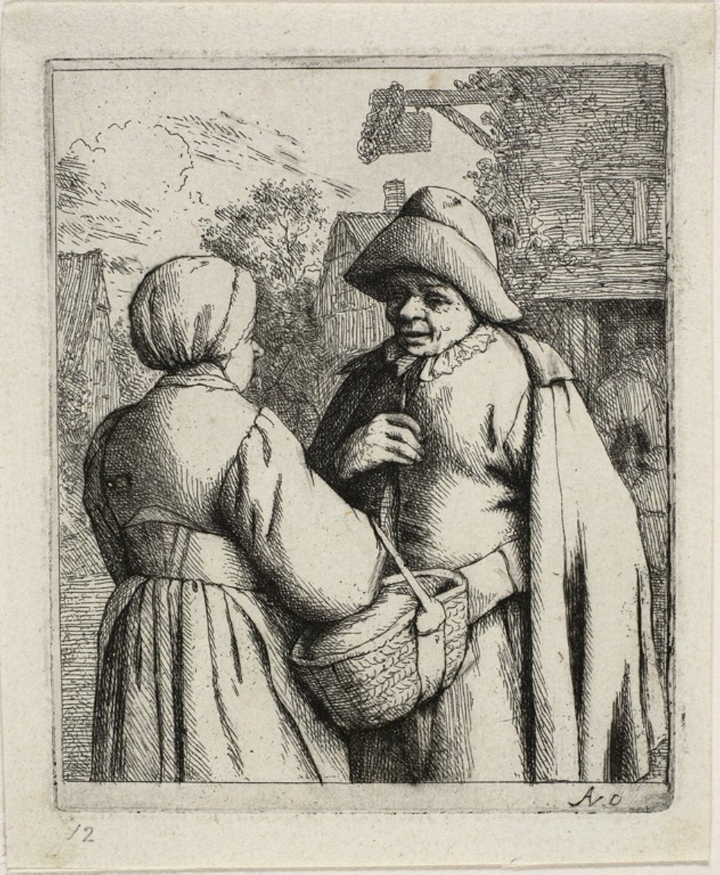 Man en Vrouw in Gesprek door Adriaen van Ostade