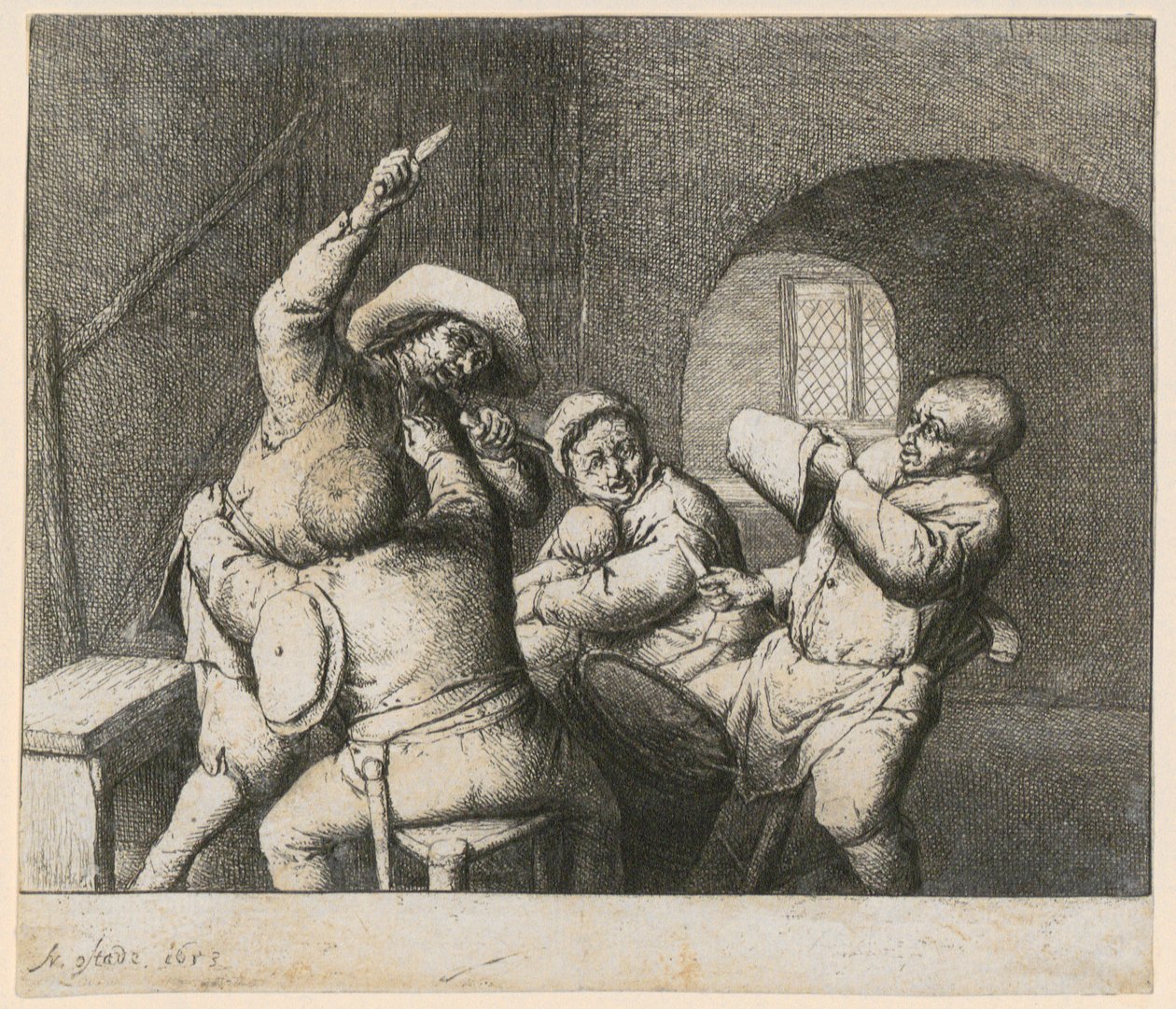 Messengevecht door Adriaen van Ostade