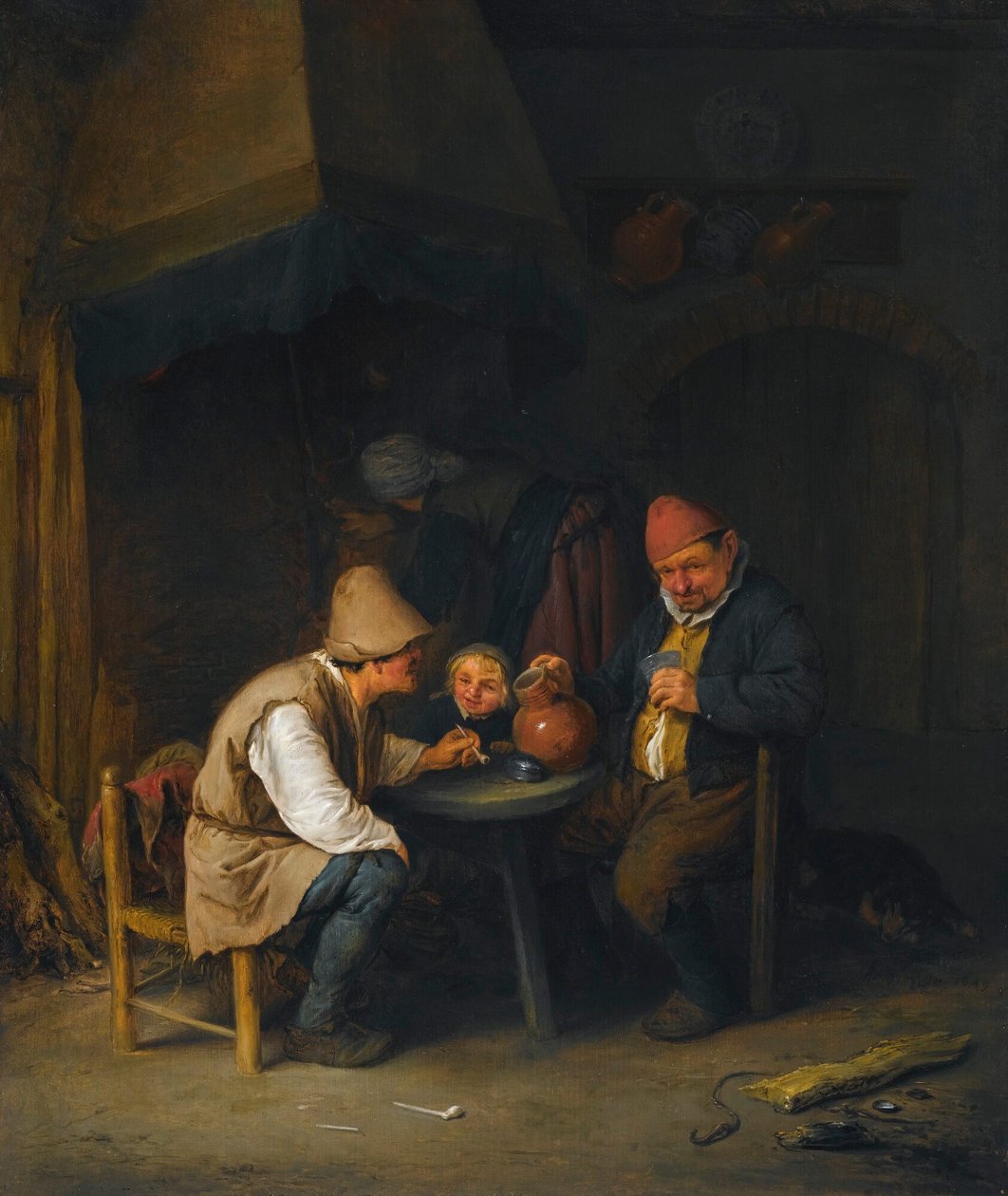 Boerenfamilie in een binnenland door Adriaen van Ostade