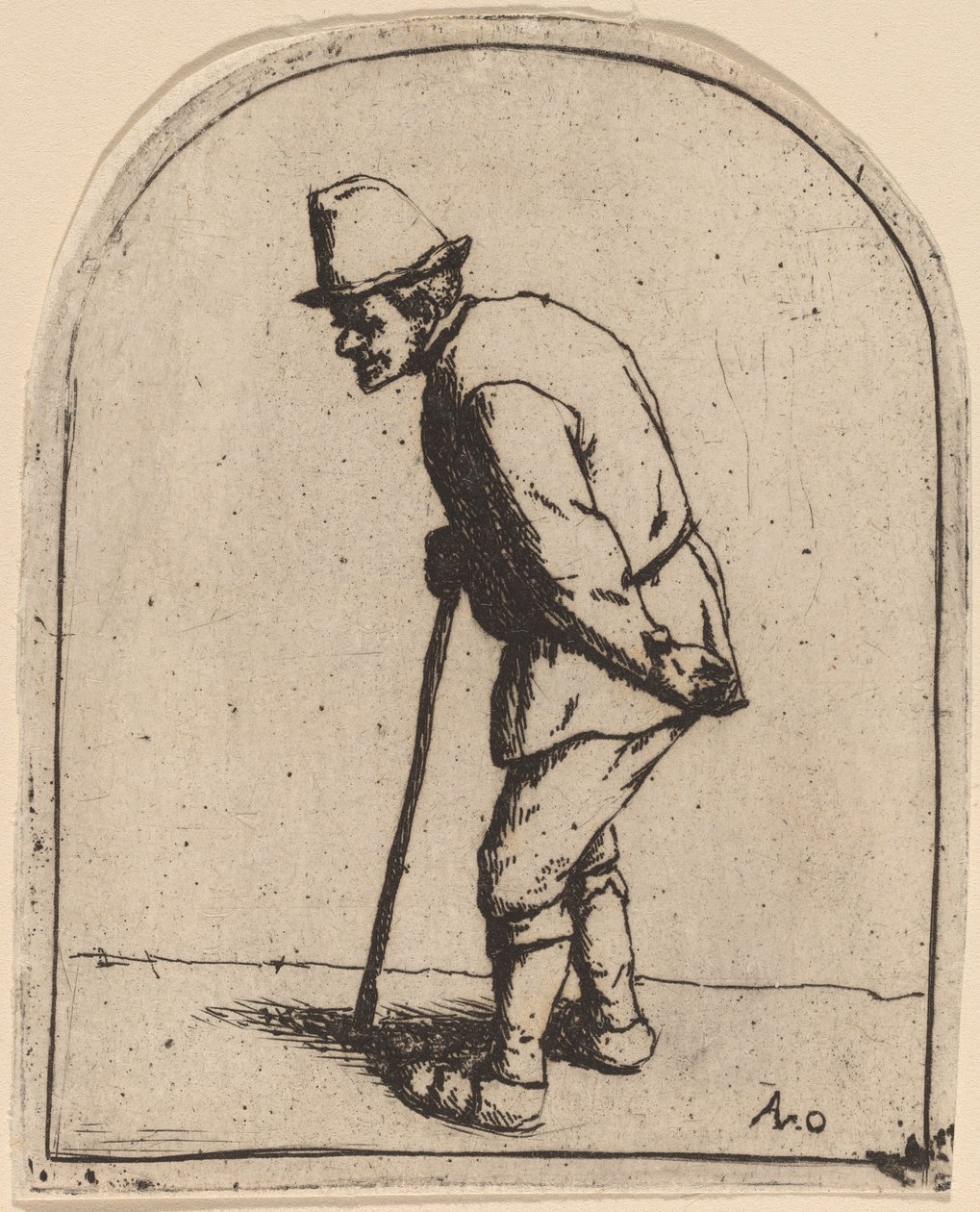 Boer met een kromme rug door Adriaen van Ostade