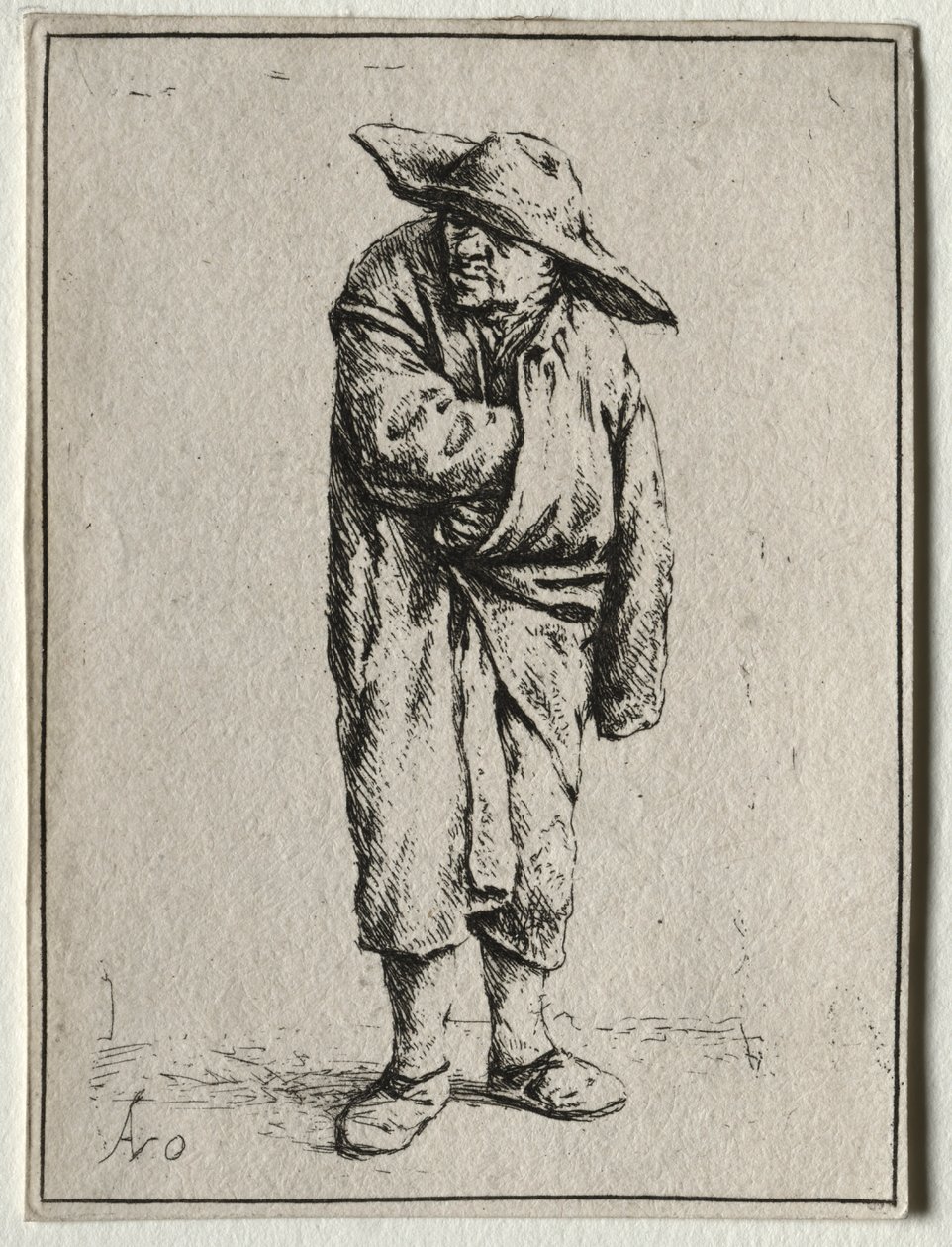 Boer met zijn hand in zijn mantel door Adriaen van Ostade