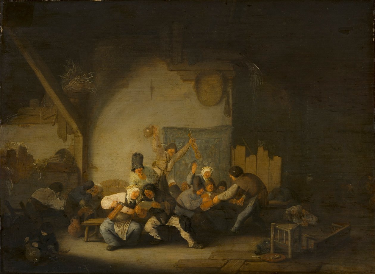 Boeren maken vrolijk door Adriaen van Ostade