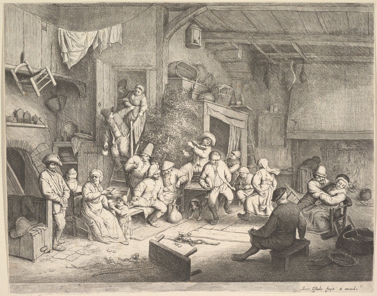 Het dansfeest in de herberg door Adriaen van Ostade