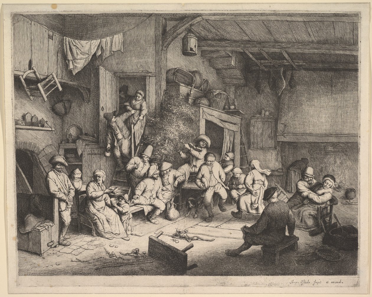 De dans in de herberg door Adriaen van Ostade