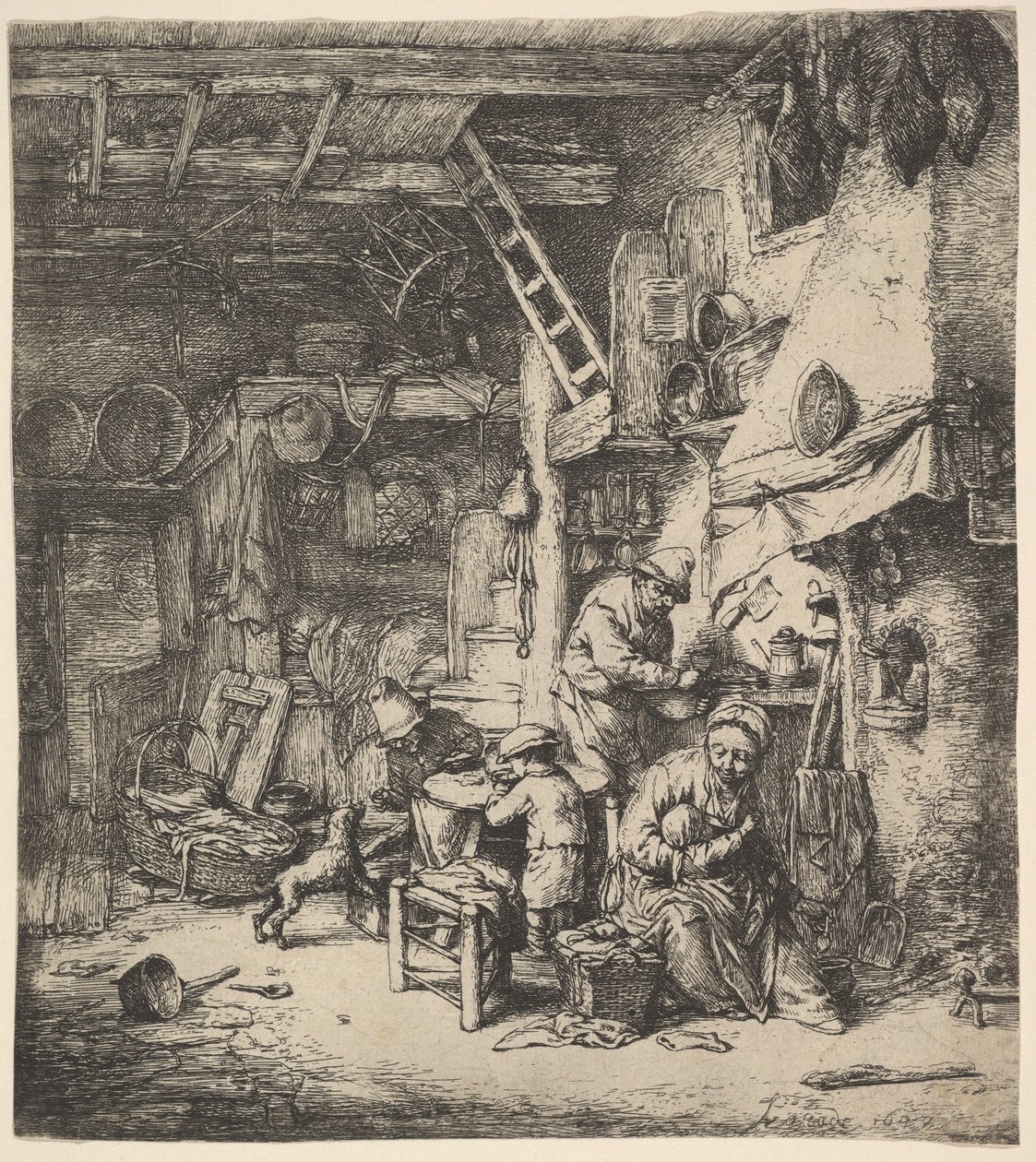 De familie door Adriaen van Ostade