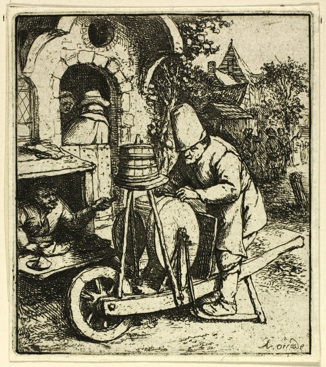 De Messenslijper door Adriaen van Ostade
