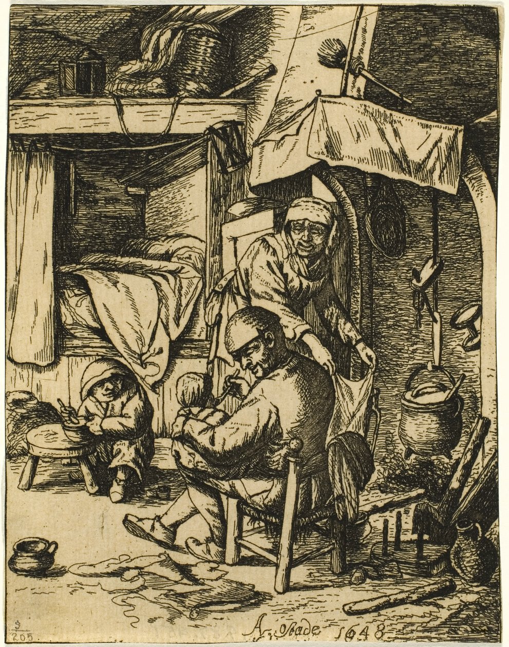 De Pater Familias door Adriaen van Ostade