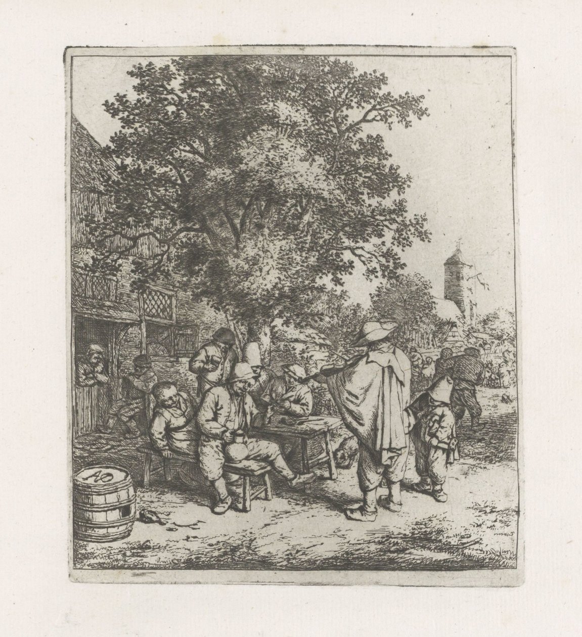 Twee muzikanten bij een drinkend gezelschap door Adriaen van Ostade