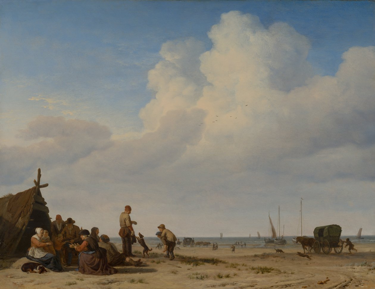 Strandtafereel door Adriaen van de Velde