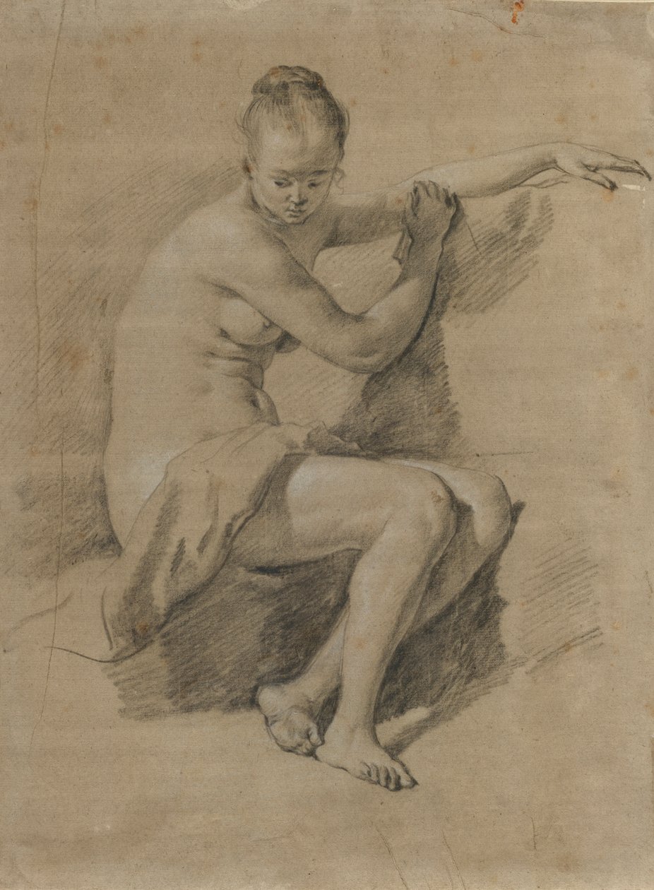 Zittende vrouwelijke naakt, ca. 1660-70 door Adriaen van de Velde