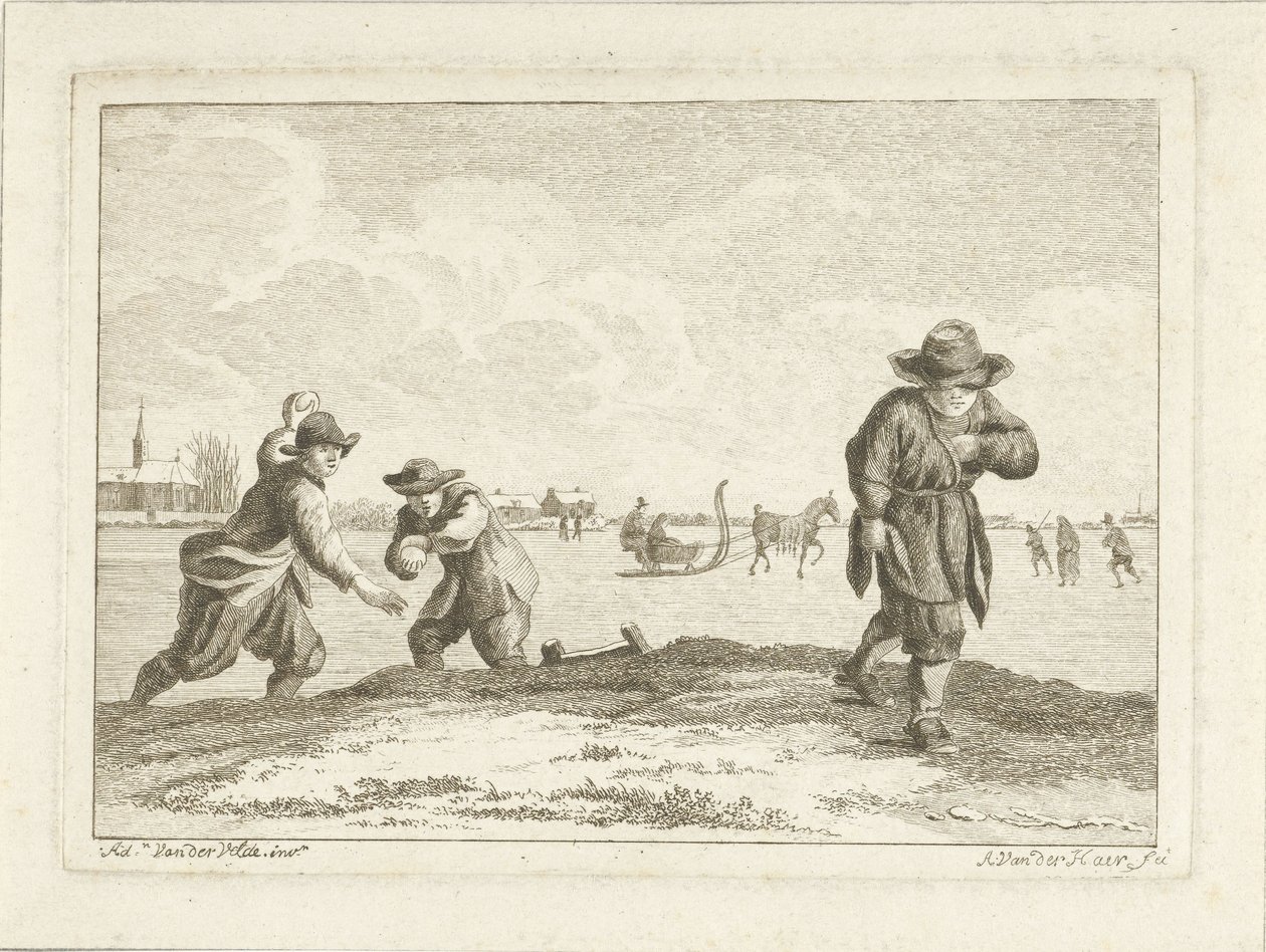 Sneeuwbalgooiers, gegraveerd door Anthonij van der Haer, c.1745-85 door Adriaen van de Velde