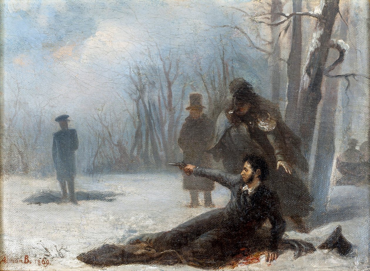 Het laatste schot van Alexander Poesjkin (1799-1837) door Adrian Markovich Volkov