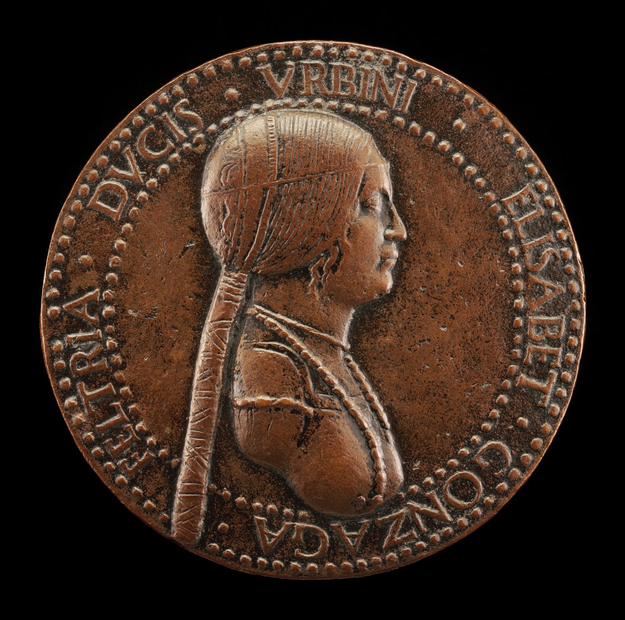 Elisabetta Gonzaga, overleden 1526, Hertogin van Urbino, Echtgenote van Guidobaldo I 1489..., waarschijnlijk na 1502 door Adriano Fiorentino