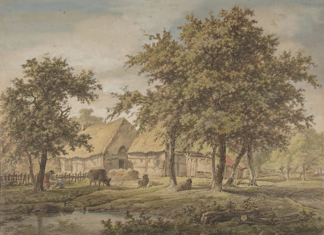 Landschap met een boerderij, 1757-1837 door Adrianus de Visser