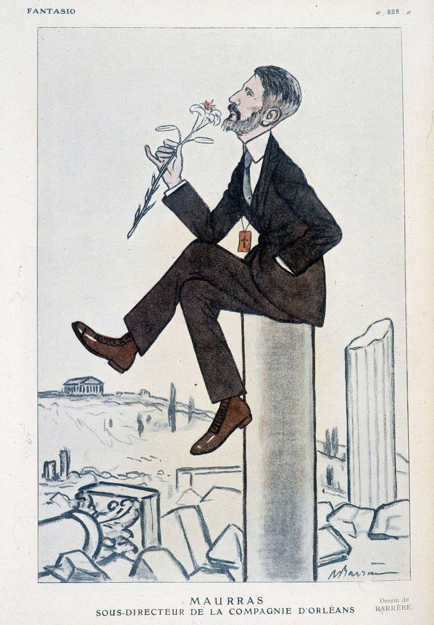 Charles Maurras, Franse politicus en schrijver (1868-1952), adjunct-directeur van de Orleans-campagne - Illustratie door Adrien Barrere in 