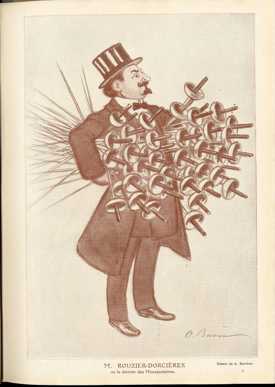 Fantasio, ca. 1912_4_1 - Illustratie van A Barrere (1874-1931): Schermen - Rouzier Dorcieres door Adrien Barrere