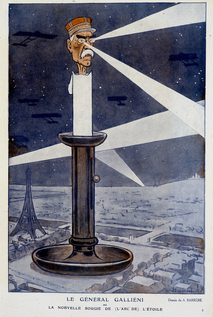 Generaal Gallieni of de nieuwe kaars (van de boeg van) de ster. In Fantasio 01/12/1915. Tekening door A. Barrère. door Adrien Barrere