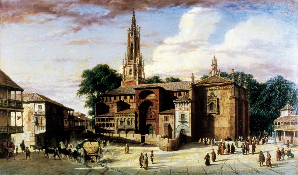 Uitzicht op de stad Manzanares in Spanje door Adrien Dauzats