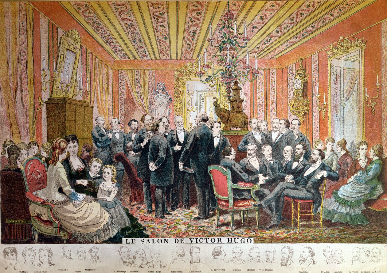 Salon van Victor Hugo, 21 rue de Clichy, Parijs, december 1875 door Adrien Emmanuel Marie