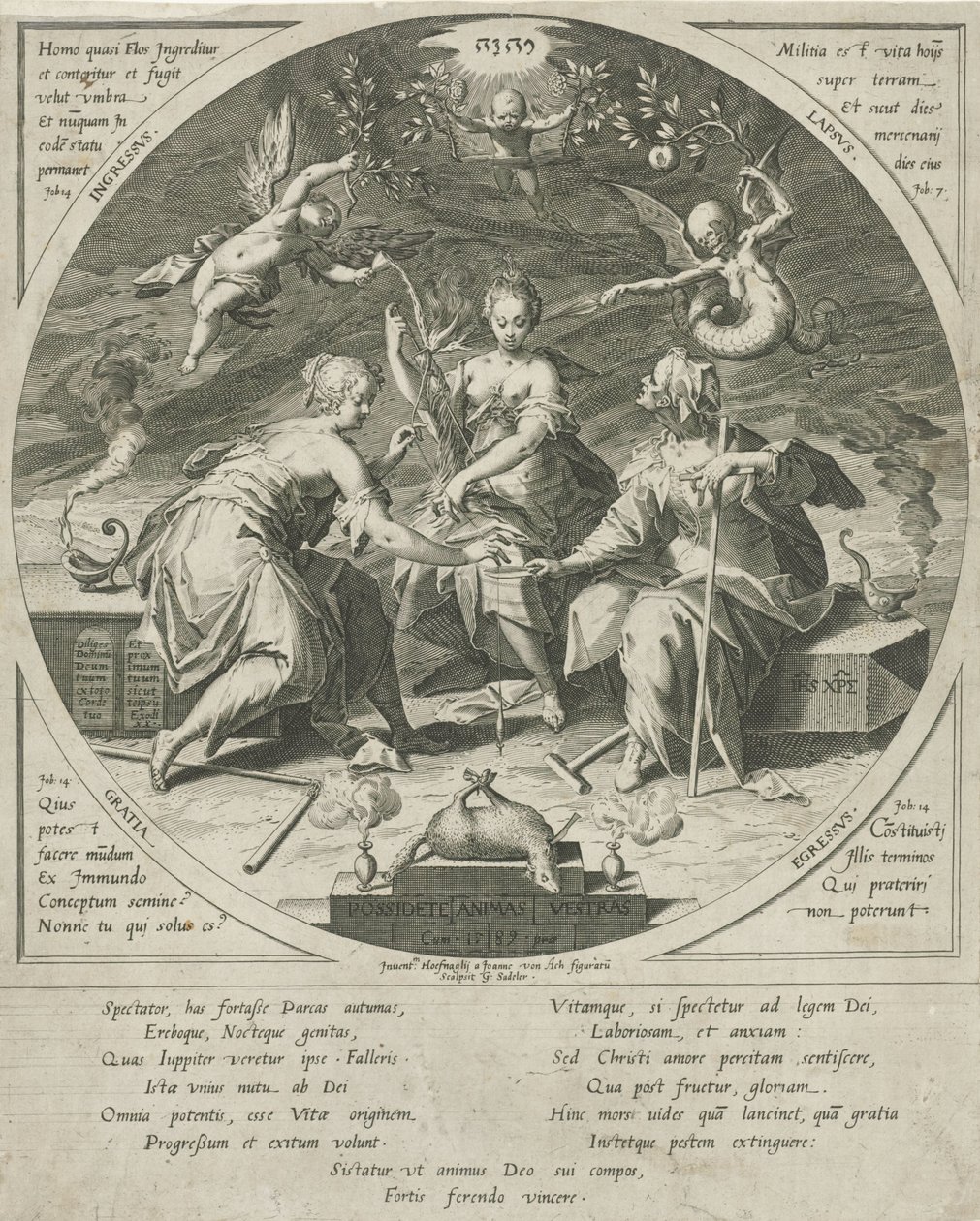De drie schikgodinnen door Egidius  Sadeler (II)