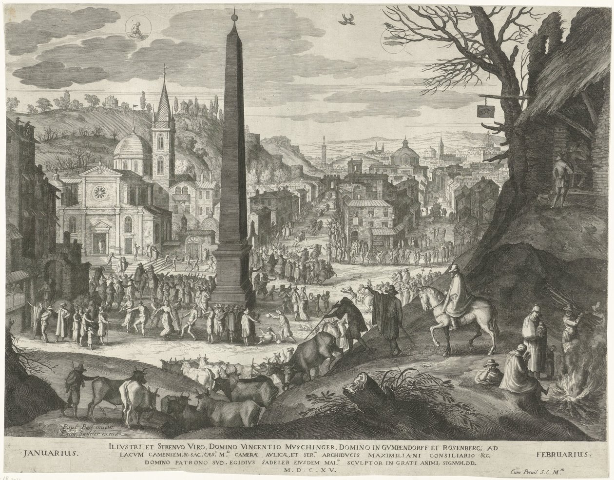 Januari en februari door Egidius  Sadeler (II)