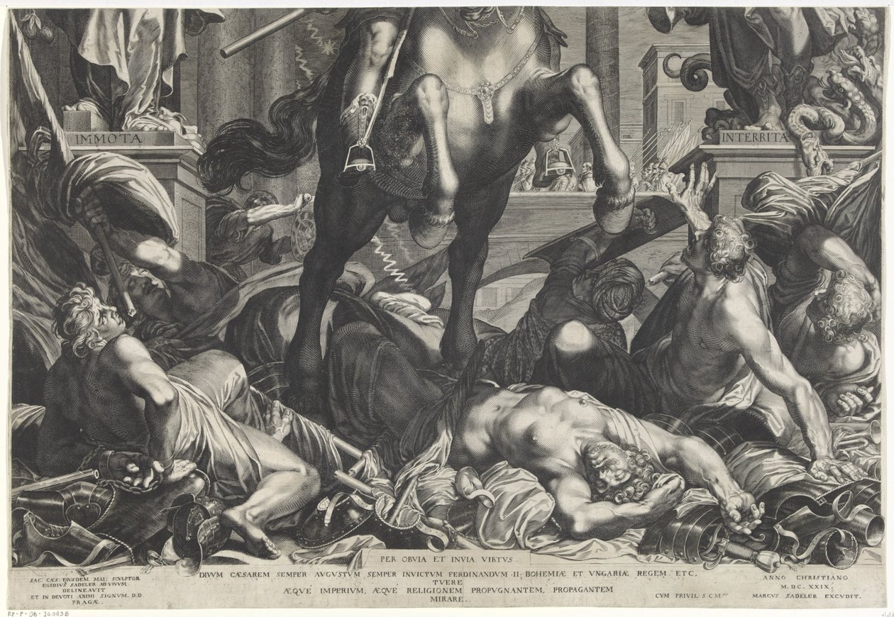 Keizer Ferdinand II te paard door Egidius  Sadeler (II)
