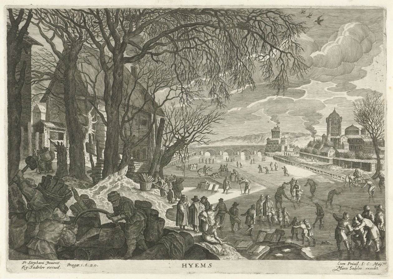 Winter (De vier seizoenen) door Egidius  Sadeler (II)