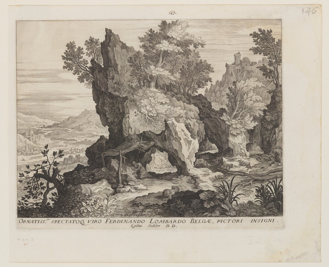 Rotsachtig landschap met St. Jerome door Aegidius Sadeler II