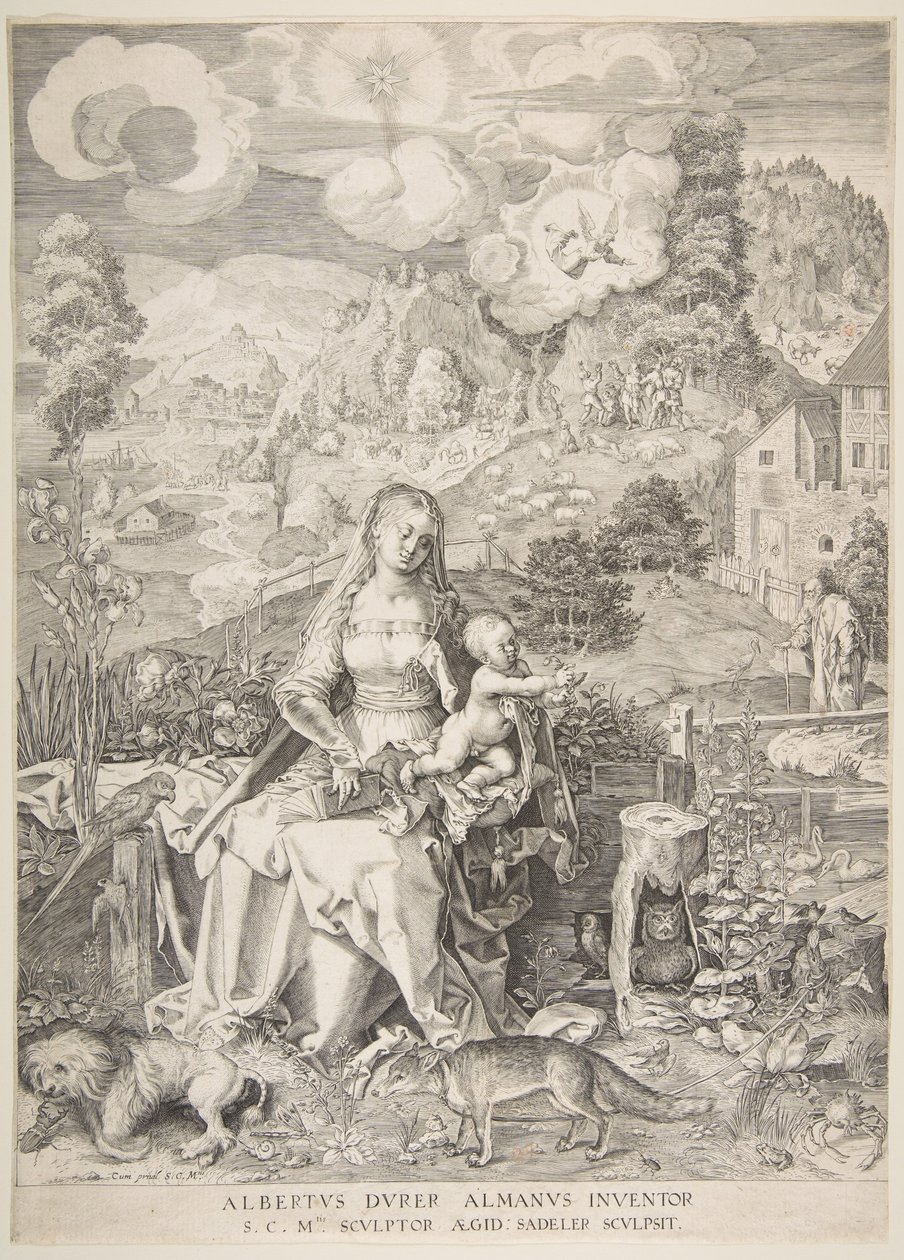 Maagd en kind in een landschap door Aegidius Sadeler II