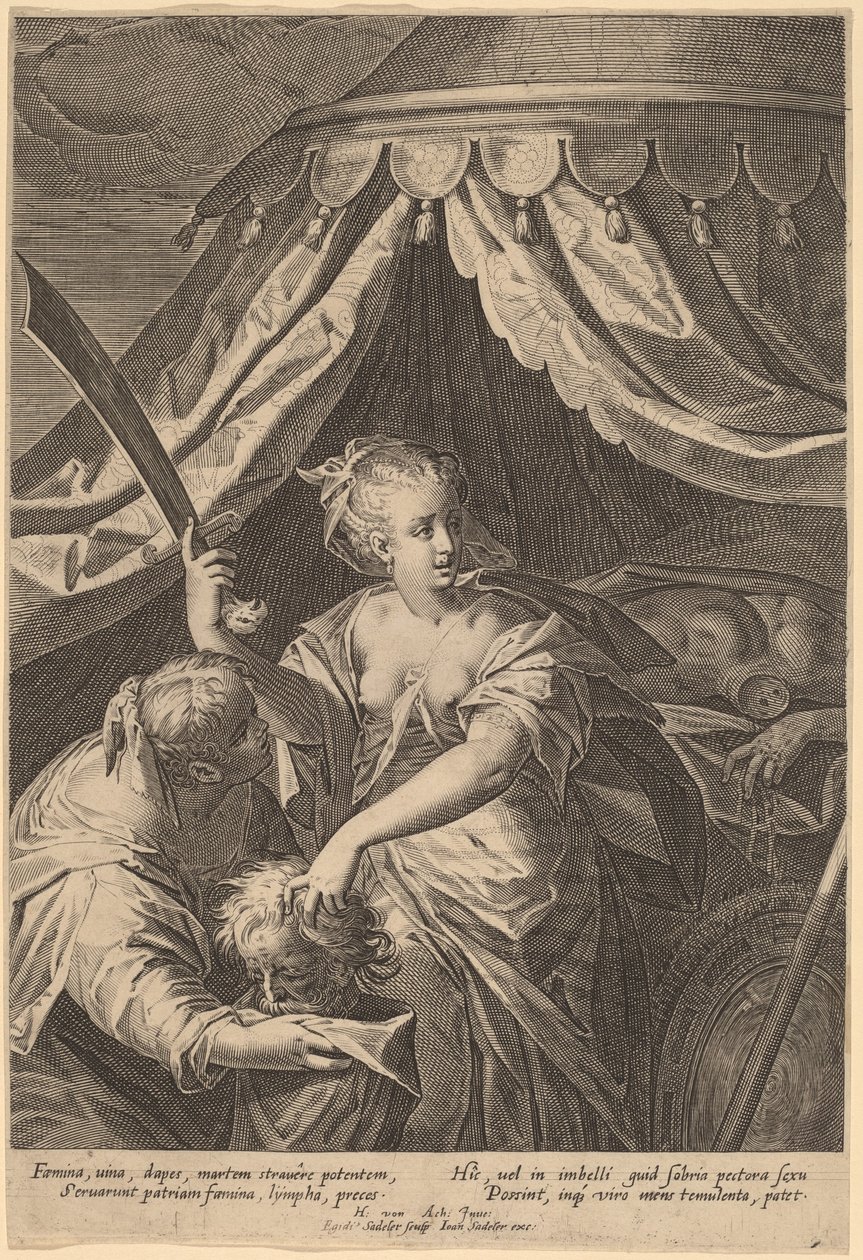 Judith met het hoofd van Holofernes door Aegidius Sadeler II, after Hans von Aachen