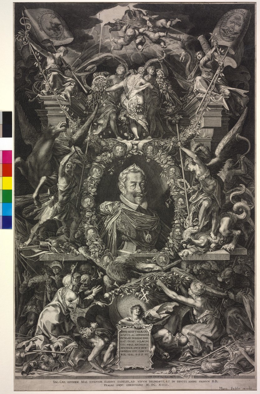 Heilige Roomse Keizer Matthias I door Aegidius Sadeler or Saedeler
