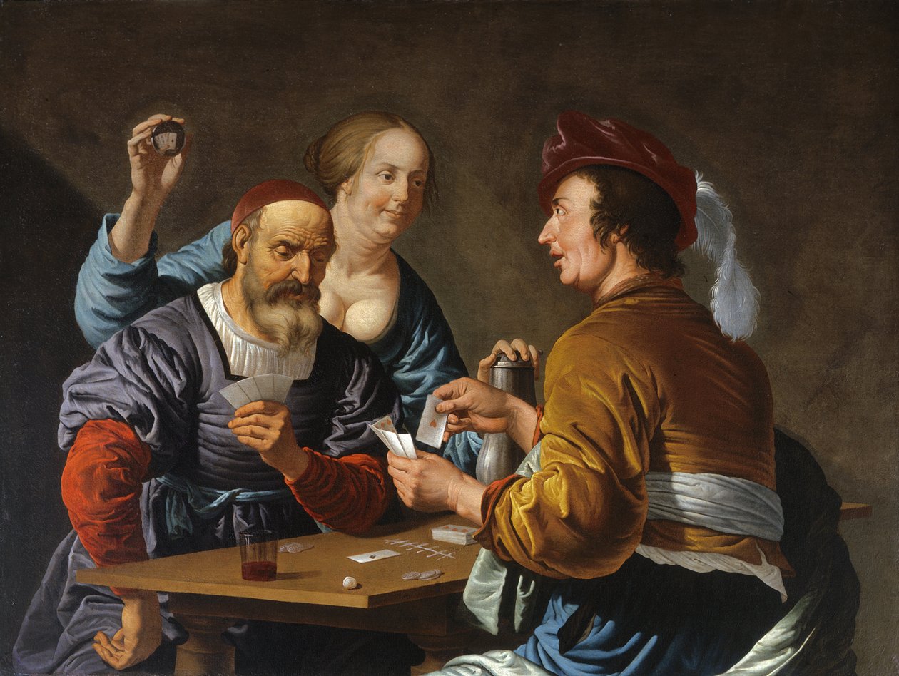 Kaartspelers in een interieur, 1656 door Aelbert Jansz. van der Schoor