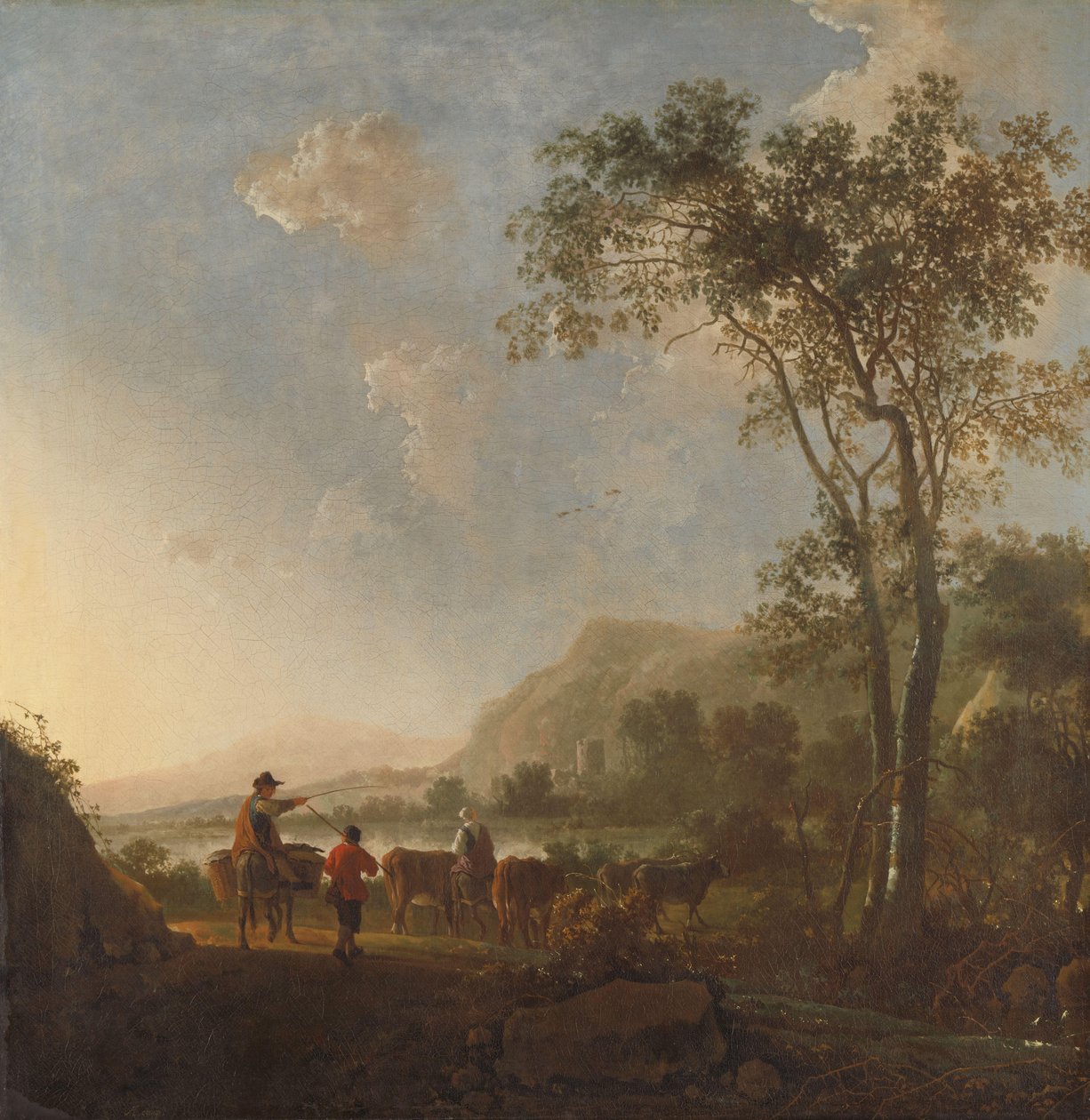 Landschap met herders en vee door Aelbert Cuyp (follower of)