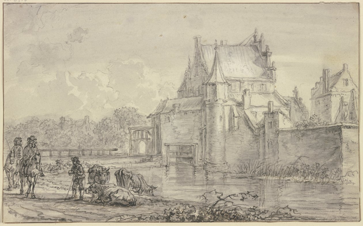 De oude Delftse Poort in Rotterdam door Aelbert Cuyp