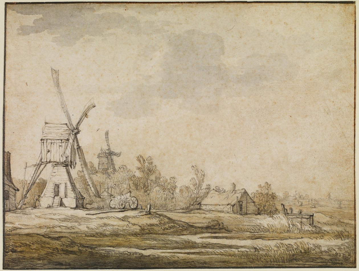 Een landschap met molens door Aelbert Cuyp