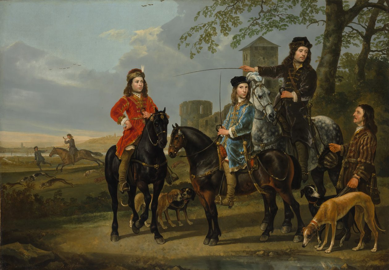 Ruiterportret van Cornelis 1639-1680 en Michiel Pompe van Meerdervoort door Aelbert Cuyp