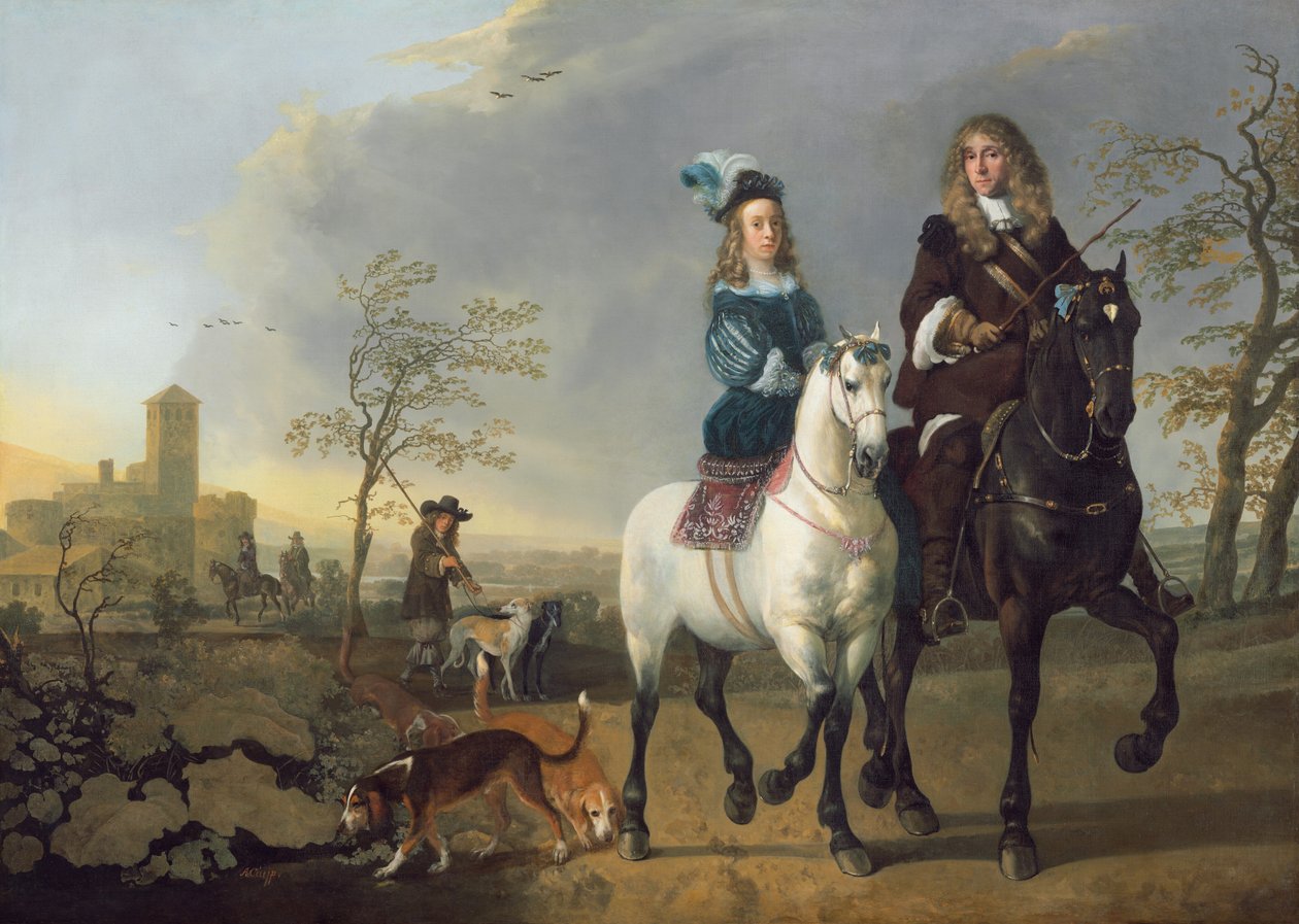 Dame en heer te paard, ca. 1655, herwerkt 1660-1665 door Aelbert Cuyp