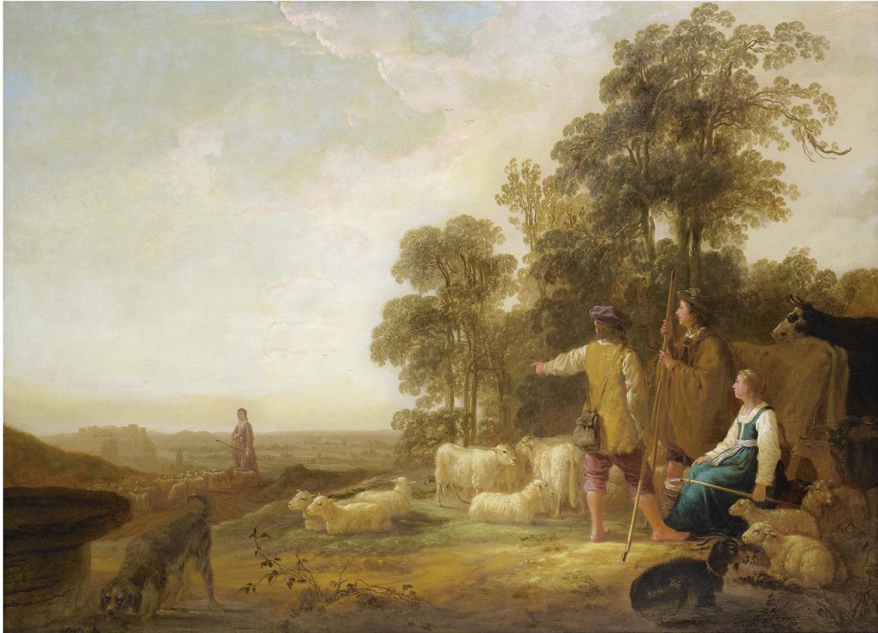 Landschap met herders en herderinnen door Aelbert Cuyp