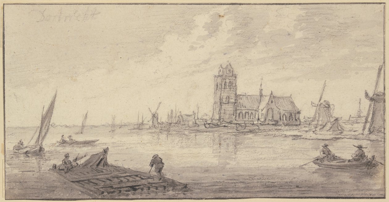 Houtvlotten voor Dordrecht door Aelbert Cuyp