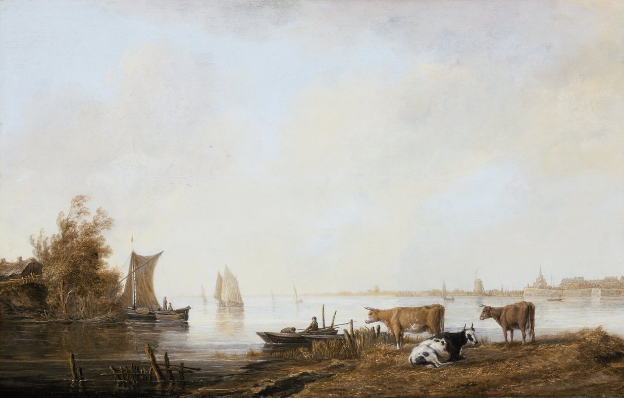 Gezicht op de Maas bij Dordrecht door Aelbert Cuyp